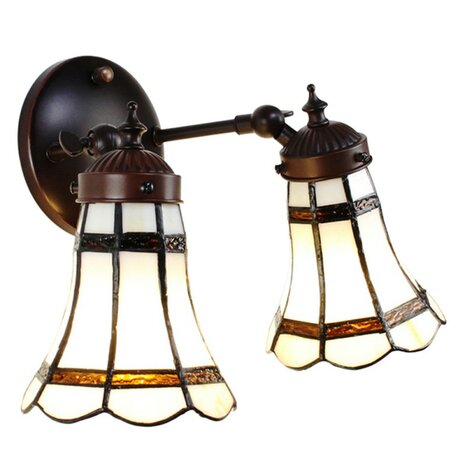 Dubbele-Tiffany-wandlamp-wit-bruin-glas-metaal-muurlamp-1