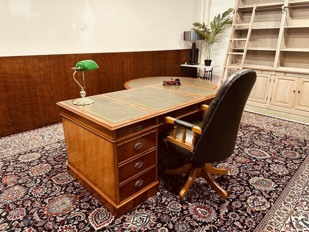 Klassiek-Antiek-Engels-Heldense-Exclusive-Bureau-Parnerdesk-Desk-Bureaustoel