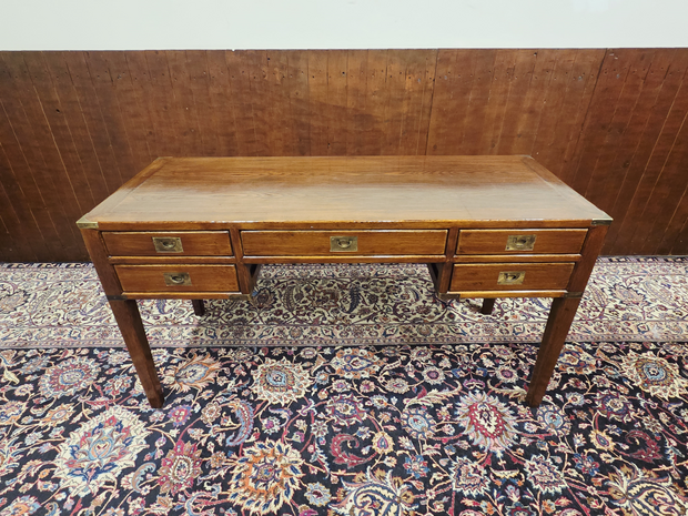 Klassieke-Engelse-eikenhout-campaign-maritieme-schrijftafel-bureau-eik-messing-1