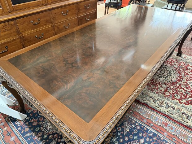Grote-Klassieke-Antieke-Oude-Italiaanse-Eettafel-Notenhouten-Blad-8