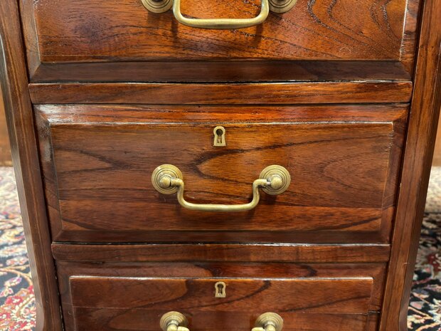 Klassiek-Engels-Oud-Antiek-Chesterfield-Globe-Wernicke-Bureau-Desk-met-Zwart-Lederen-Inleg