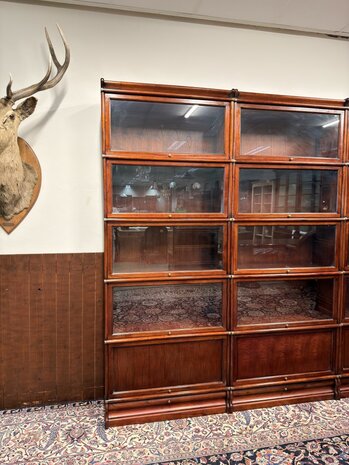 Klassiek-Oud-Engels-Antiek-Chesterfield-Originele-Globe-Wernicke-Modulaire-Boekenkast-Hoekkast-Bibliotheekkast-Vitrinekast
