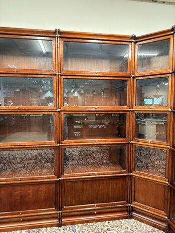 Klassiek-Oud-Engels-Antiek-Chesterfield-Originele-Globe-Wernicke-Modulaire-Boekenkast-Hoekkast-Bibliotheekkast-Vitrinekast
