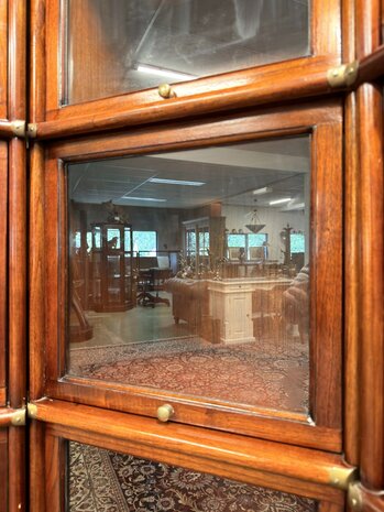 Klassiek-Oud-Engels-Antiek-Chesterfield-Originele-Globe-Wernicke-Modulaire-Boekenkast-Hoekkast-Bibliotheekkast-Vitrinekast