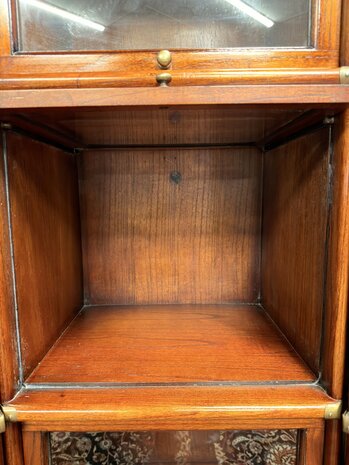 Klassiek-Oud-Engels-Antiek-Chesterfield-Originele-Globe-Wernicke-Modulaire-Boekenkast-Hoekkast-Bibliotheekkast-Vitrinekast