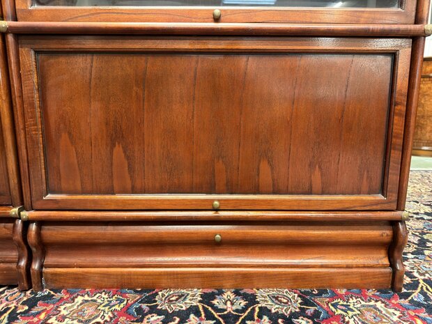 Klassiek-Oud-Engels-Antiek-Chesterfield-Originele-Globe-Wernicke-Modulaire-Boekenkast-Hoekkast-Bibliotheekkast-Vitrinekast
