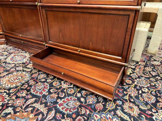 Klassiek-Oud-Engels-Antiek-Chesterfield-Originele-Globe-Wernicke-Modulaire-Boekenkast-Hoekkast-Bibliotheekkast-Vitrinekast