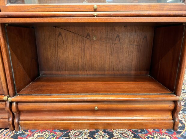 Klassiek-Oud-Engels-Antiek-Chesterfield-Originele-Globe-Wernicke-Modulaire-Boekenkast-Hoekkast-Bibliotheekkast-Vitrinekast