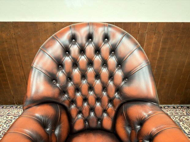 Klassiek-Engels-Antiek-Oud-Springvale-Chesterfield-Bureaustoel-Director-Chair-Oxblood-Leder