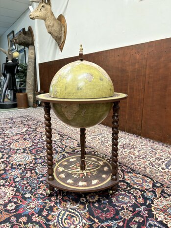 Klassiek-Oud-Antiek-Italiaans-Zoffoli-Bar-Drank-Globe-Weredbol-Vloermodel