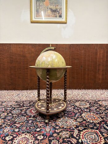 Klassiek-Oud-Antiek-Italiaans-Zoffoli-Bar-Drank-Globe-Weredbol-Vloermodel