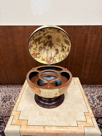 Klassiek-Oud-Antiek-Italiaans-Zoffoli-Bar-Drank-Globe-Weredbol-Tafelmodel