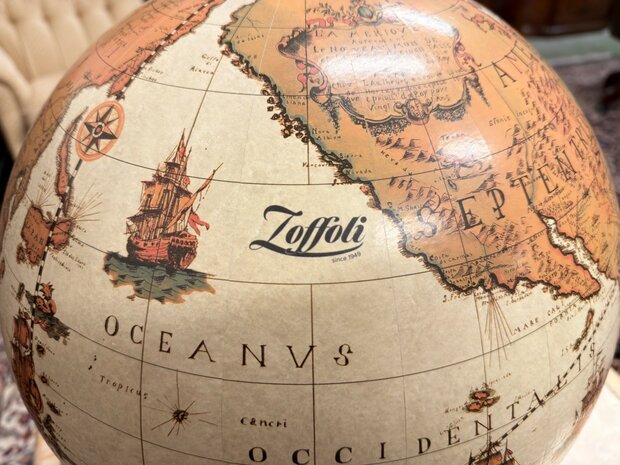 Klassiek-Oud-Antiek-Italiaans-Zoffoli-Bar-Drank-Globe-Weredbol-Tafelmodel