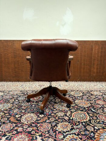 Klassiek-Engels-Antiek-Oud-Chesterfield-Nieuw-Nieuwe-Bureaustoel-President-Chair