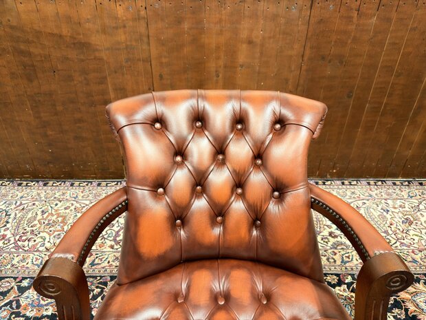 Klassiek-Engels-Antiek-Oud-Chesterfield-Nieuw-Nieuwe-Bureaustoel-President-Chair