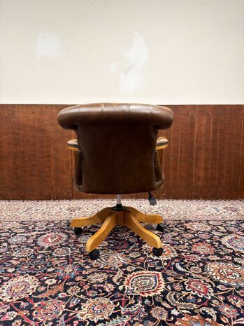 Klassiek-Engels-Antiek-Oud-Chesterfield-Bureaustoel-President-Chair-Nieuw