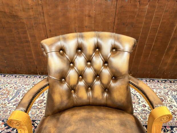 Klassiek-Engels-Antiek-Oud-Chesterfield-Bureaustoel-President-Chair-Nieuw