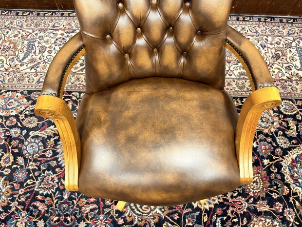 Klassiek-Engels-Antiek-Oud-Chesterfield-Bureaustoel-President-Chair-Nieuw