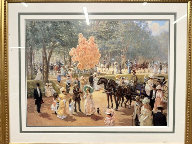 Klassiek-Oud-Antiek-Engels-Prent-van-The-Balloon-Seller-Alan-Maley
