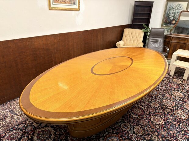 Klassiek-Oud-Antiek-Engels-Chesterfield-Globe-Wernicke-Art-Deco-Vergadertafel-Conferentietafel-Tafel