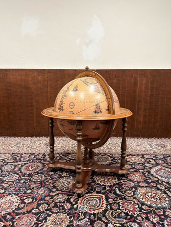 Grote-Klassiek-Oud-Antiek-Italiaans-Italiaanse-Globe-Wereld-bol-Barglobe-Drankglobe-van-Zoffoli