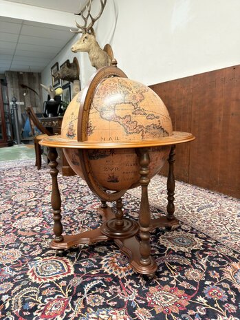 Grote-Klassiek-Oud-Antiek-Italiaans-Italiaanse-Globe-Wereld-bol-Barglobe-Drankglobe-van-Zoffoli