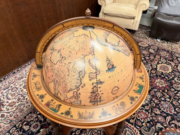 Grote-Klassiek-Oud-Antiek-Italiaans-Italiaanse-Globe-Wereld-bol-Barglobe-Drankglobe-van-Zoffoli