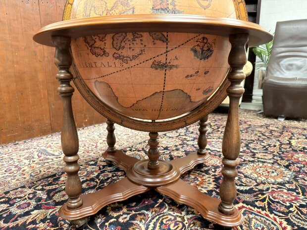 Grote-Klassiek-Oud-Antiek-Italiaans-Italiaanse-Globe-Wereld-bol-Barglobe-Drankglobe-van-Zoffoli