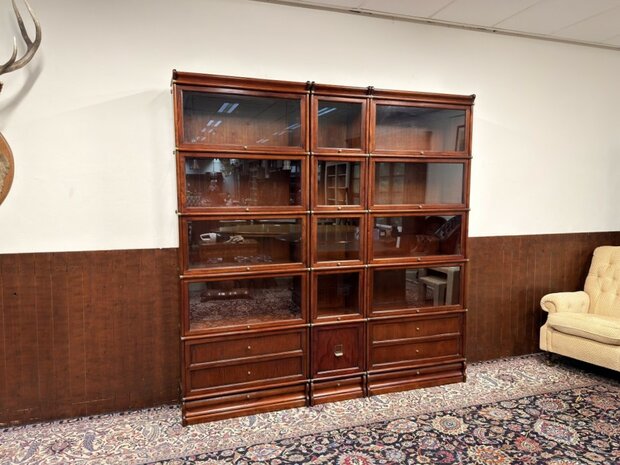 Antiek-Oud-Engels-Klassiek-Chesterfield-Origineel-Globe-Wernicke-Vitrinekast-Boekenkasten-Bibliotheekkast-Boekenkast