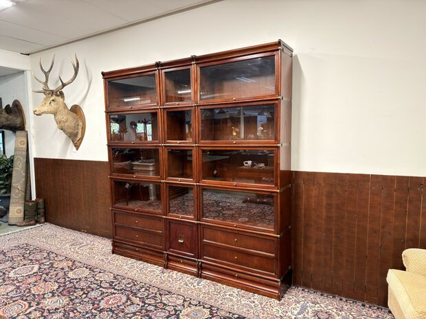 Antiek-Oud-Engels-Klassiek-Chesterfield-Origineel-Globe-Wernicke-Vitrinekast-Boekenkasten-Bibliotheekkast-Boekenkast