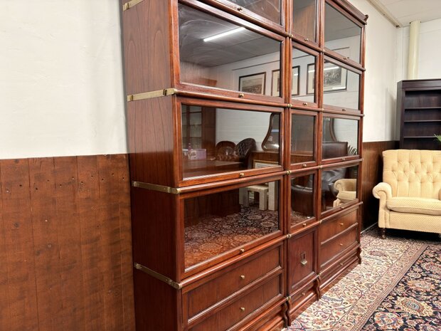 Antiek-Oud-Engels-Klassiek-Chesterfield-Origineel-Globe-Wernicke-Vitrinekast-Boekenkasten-Bibliotheekkast-Boekenkast