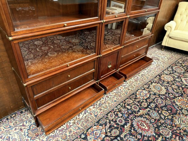 Antiek-Oud-Engels-Klassiek-Chesterfield-Origineel-Globe-Wernicke-Vitrinekast-Boekenkasten-Bibliotheekkast-Boekenkast