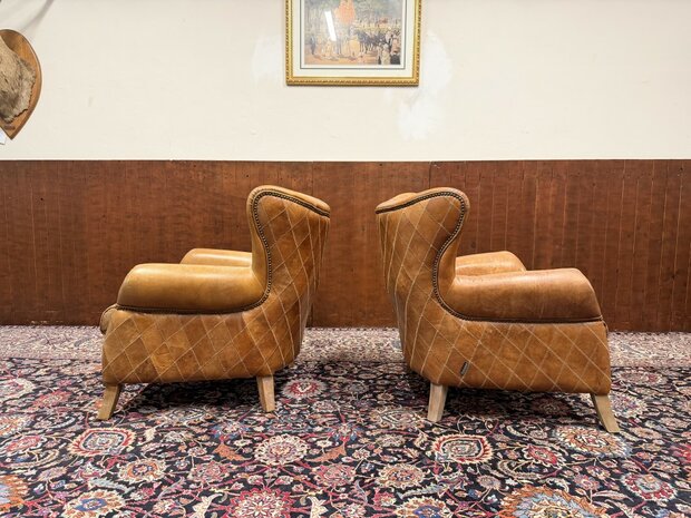 Klassiek-Engels-Oud-Antiek-Chesterfeld-Schaapslederen-Schaaps-Leder-Fauteuil-Aviator-Chair-Model