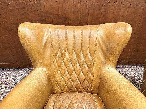 Klassiek-Engels-Oud-Antiek-Chesterfeld-Schaapslederen-Schaaps-Leder-Fauteuil-Aviator-Chair-Model