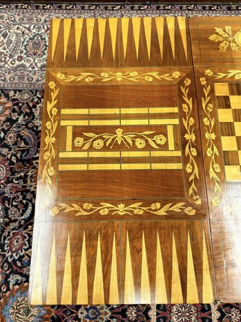 Klassiek-Oud-Antiek-19e-eeuws-Nederlandse-Speeltafel-Game-Table