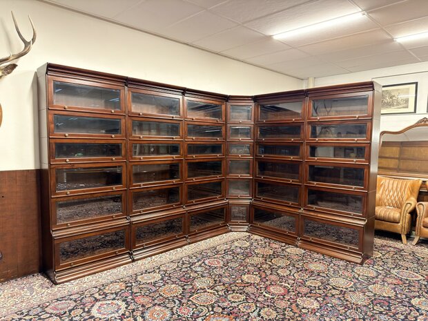 Klassiek-Engels-Antiek-Oud-Chesterfield-Globe-Wernicke-Stijl-Boekenkast-Bibliotheekkast-Hoekkast