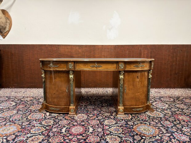 Antiek-Klassiek-Oud-Frans-Louis-Lodewijk-XIV-Bureau-Desk-met-Bronzen-ornamenten