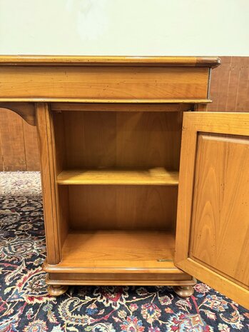 Klassiek-Antiek-Oud-Italiaans-Assi-D'Asolo-Chesterfield-Bureau-Desk-met-Zwart-Leer-Ingelegd