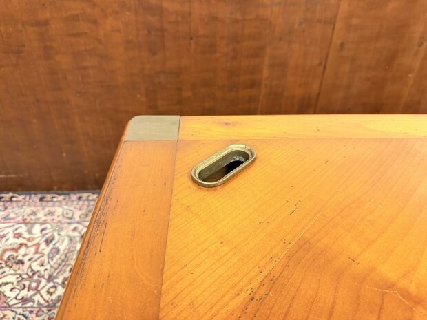 Klassiek-Antiek-Oud-Italiaans-Assi-D'Asolo-Chesterfield-Bureau-Desk-met-Zwart-Leer-Ingelegd