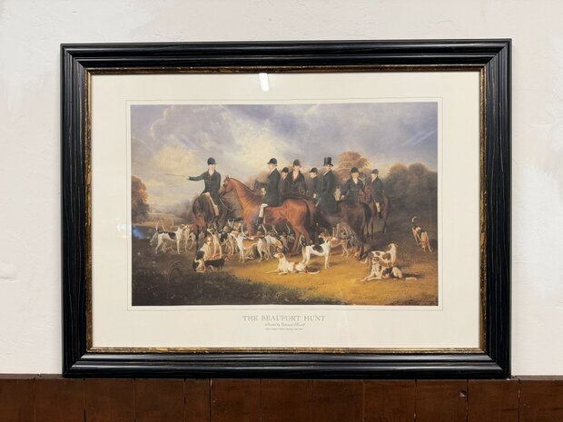 Klassiek-Engels-Antiek-Oud-Chesterfield-Prent-The-Beaufort-Hunt