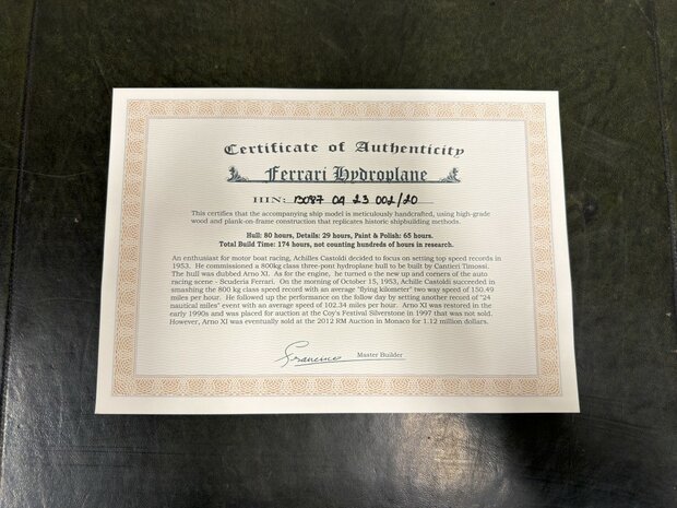 Schaalmodel-Modelboot-Ferarri-Hydroplane-Met-Certificaat-16