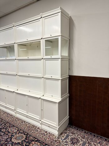 Klassiek-Engels-Antiek-Oud-Originele-Globe-Wernicke-Boekenkast-Wit