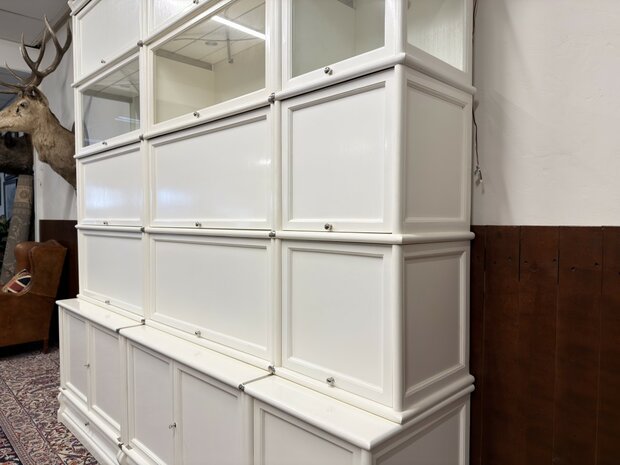 Klassiek-Engels-Antiek-Oud-Originele-Globe-Wernicke-Boekenkast-Wit