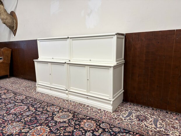 Klassiek-Engels-Antiek-Oud-Originele-Globe-Wernicke-Dressoir-Boekenkast-Wit