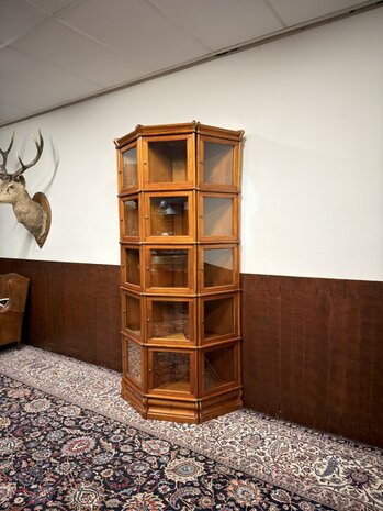 Klassiek-Engels-Antiek-Oud-Originele-Globe-Wernicke-Halfronde-Vitrinekast-Boekenkast