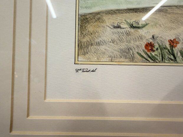 Klassiek-Antiek-Oud-Franse-Prent-L'attente-D'une-Amarone-4