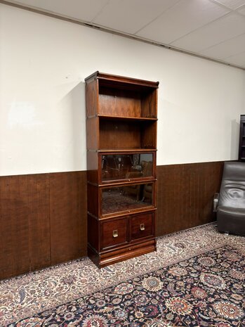 Klassiek-Engels-Antiek-Oud-Chesterfield-Originele-Globe-Wernicke-Boekenkast-Kast-Mahoniehout