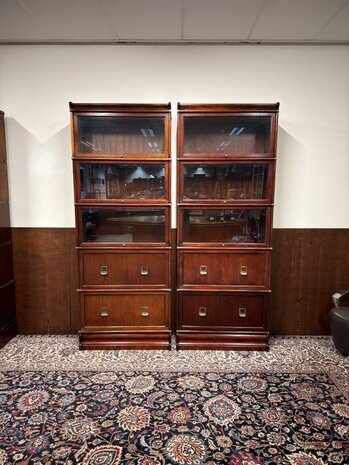 Klassiek-Engels-Antiek-Oud-Chesterfield-Originele-Globe-Wernicke-Boekenkast-Kast-Mahoniehout