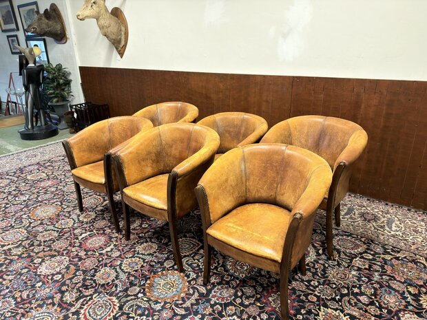 Klassiek-Engels-Antiek-Oud-Chesterfield-Schaapsleder-Schaap-Leder-Set-Stoelen-Eetkamerstoelen-Stoel