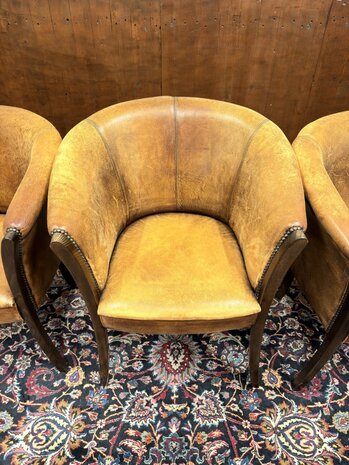 Klassiek-Engels-Antiek-Oud-Chesterfield-Schaapsleder-Schaap-Leder-Set-Stoelen-Eetkamerstoelen-Stoel